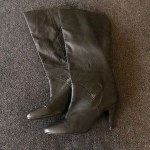 Genuine leather knee-high high heel boots